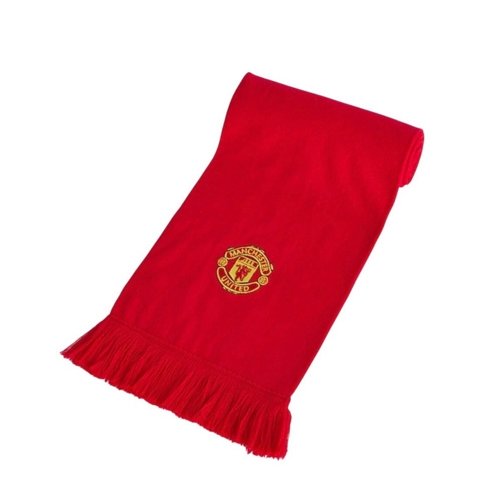 Manchester United Red Embroidered Logo Acrylic Scarf With Fringe‎ New